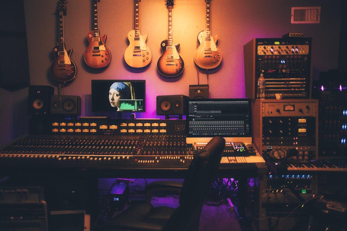 Studio control room equipment